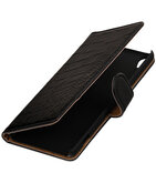 Zwart Krokodil booktype wallet cover voor Hoesje voor XiaoMi Mi 5