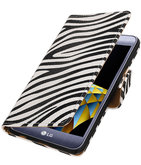 Zebra booktype wallet cover voor Hoesje voor LG X Cam