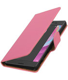 Roze Effen booktype cover voor Hoesje voor Sony Xperia X Performance