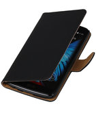 Zwart Effen booktype wallet cover voor Hoesje voor LG K8 2016