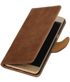 Bruin Hout booktype wallet cover voor Hoesje voor Samsung Galaxy C5
