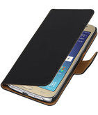 Zwart Effen booktype wallet cover voor Hoesje voor Samsung Galaxy J2 2016