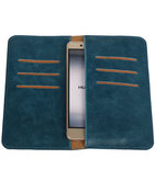 Blauw Pull-up Large Pu portemonnee wallet voor Huawei