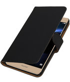 Zwart Effen booktype wallet cover voor Hoesje voor Huawei Honor V8