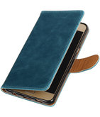 Blauw Pull-Up PU booktype wallet voor Hoesje voor Samsung Galaxy C5