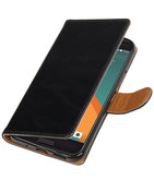 Zwart Pull-Up PU booktype wallet voor Hoesje voor HTC 10