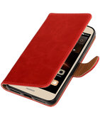 Rood Pull-Up PU booktype wallet voor Hoesje voor Huawei Y5 II