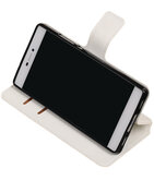 Wit Hoesje voor Huawei P8 TPU wallet case booktype HM Book