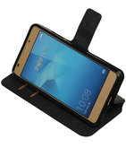 Zwart Hoesje voor Huawei Honor 5c TPU wallet case booktype HM Book
