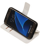 Wit Hoesje voor Samsung Galaxy S7 TPU wallet case booktype HM Book