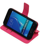 Roze Hoesje voor Samsung Galaxy J1 2016 TPU wallet case booktype HM Book