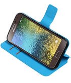 Blauw Hoesje voor Samsung Galaxy E5 TPU wallet case booktype HM Book