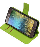 Groen Hoesje voor Samsung Galaxy E5 TPU wallet case booktype HM Book