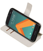Wit Hoesje voor HTC 10 TPU wallet case booktype HM Book