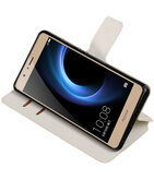Wit Hoesje voor Huawei Honor V8 TPU wallet case booktype HM Book
