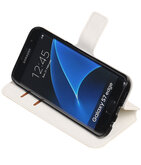 Wit Hoesje voor Samsung Galaxy S7 Edge TPU wallet case booktype HM Book