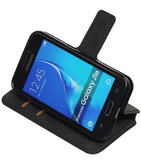 Zwart Hoesje voor Samsung Galaxy J1 2016 TPU wallet case booktype HM Book
