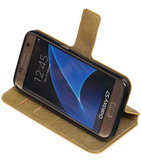 Goud Hoesje voor Samsung Galaxy S7 TPU wallet case booktype HM Book