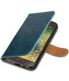 Blauw Pull-Up PU booktype wallet voor Hoesje voor Samsung Galaxy E5