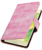 Roze Mini Slang booktype cover voor Hoesje voor Sony Xperia X
