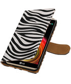 Zebra booktype wallet cover voor Hoesje voor LG X Power