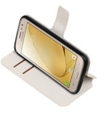 Wit Hoesje voor Samsung Galaxy J2 2016 TPU wallet case booktype HM Book