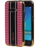M-Cases Roze Ruit Design TPU back case voor Hoesje voor Samsung Galaxy J1 2016