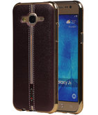 M-Cases Bruin Leder Design TPU back case voor Hoesje voor Samsung Galaxy J5 2015