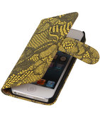 Geel Lace 2 booktype wallet cover voor Hoesje voor Apple iPhone 5 / 5s / SE