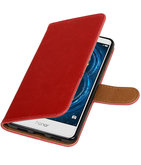 Rood Pull-Up PU booktype wallet cover voor Hoesje voor Huawei Honor 6x 2016