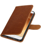 Bruin Pull-Up PU booktype wallet cover voor Hoesje voor Samsung Galaxy C9