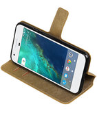 Goud Hoesje voor Google Pixel TPU wallet case booktype HM Book