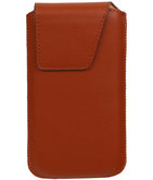 Universele Leder look insteekhoes/pouch Model 1 - Bruin Medium