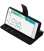 Zwart Hoesje voor Sony Xperia XA TPU wallet case booktype HM Book