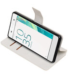 Wit Hoesje voor Sony Xperia XA TPU wallet case booktype HM Book