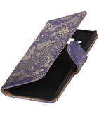 Blauw Lace booktype wallet cover voor Hoesje voor Samsung Galaxy J3 2016