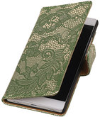 Donker Groen Lace booktype wallet cover voor Hoesje voor Huawei Y5 II / Y6 II Compact