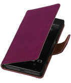 BestCases Lila Hoesje voor LG G3 Luxe Echt Lederen Booktype