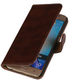 Donker Bruin Mini Slang Booktype wallet voor Hoesje voor Apple iPhone 5 / 5s / SE