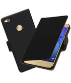 Zwart Effen booktype wallet cover voor Hoesje voor Huawei P8 Lite 2017 / P9 Lite 2017