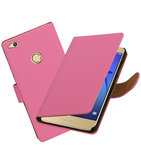 Roze Effen booktype wallet cover voor Hoesje voor Huawei P8 Lite 2017 / P9 Lite 2017