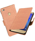 Roze Slang booktype wallet cover voor Hoesje voor Huawei P8 Lite 2017 / P9 Lite 2017