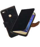 Zwart Pull-Up PU booktype wallet cover voor Hoesje voor Huawei P8 Lite 2017 / P9 Lite 2017