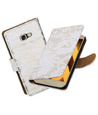 Wit Lace booktype wallet cover Hoesje voor Samsung Galaxy A5 2017