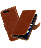Bruin Pull-Up PU booktype wallet cover Hoesje voor Huawei P10