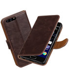 Mocca Pull-Up PU booktype wallet cover Hoesje voor Huawei P10