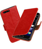 Rood Pull-Up PU booktype wallet cover Hoesje voor Huawei P10