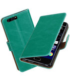 Groen Pull-Up PU booktype Hoesje voor Huawei P10 Plus