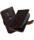 Mocca Pull-Up PU booktype Hoesje voor Motorola Moto G4 Play