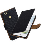 Zwart Krokodil booktype voor Hoesje voor Huawei Nova